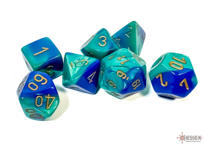 Polyhedral 7-Die Set: Blue-Teal/Gold